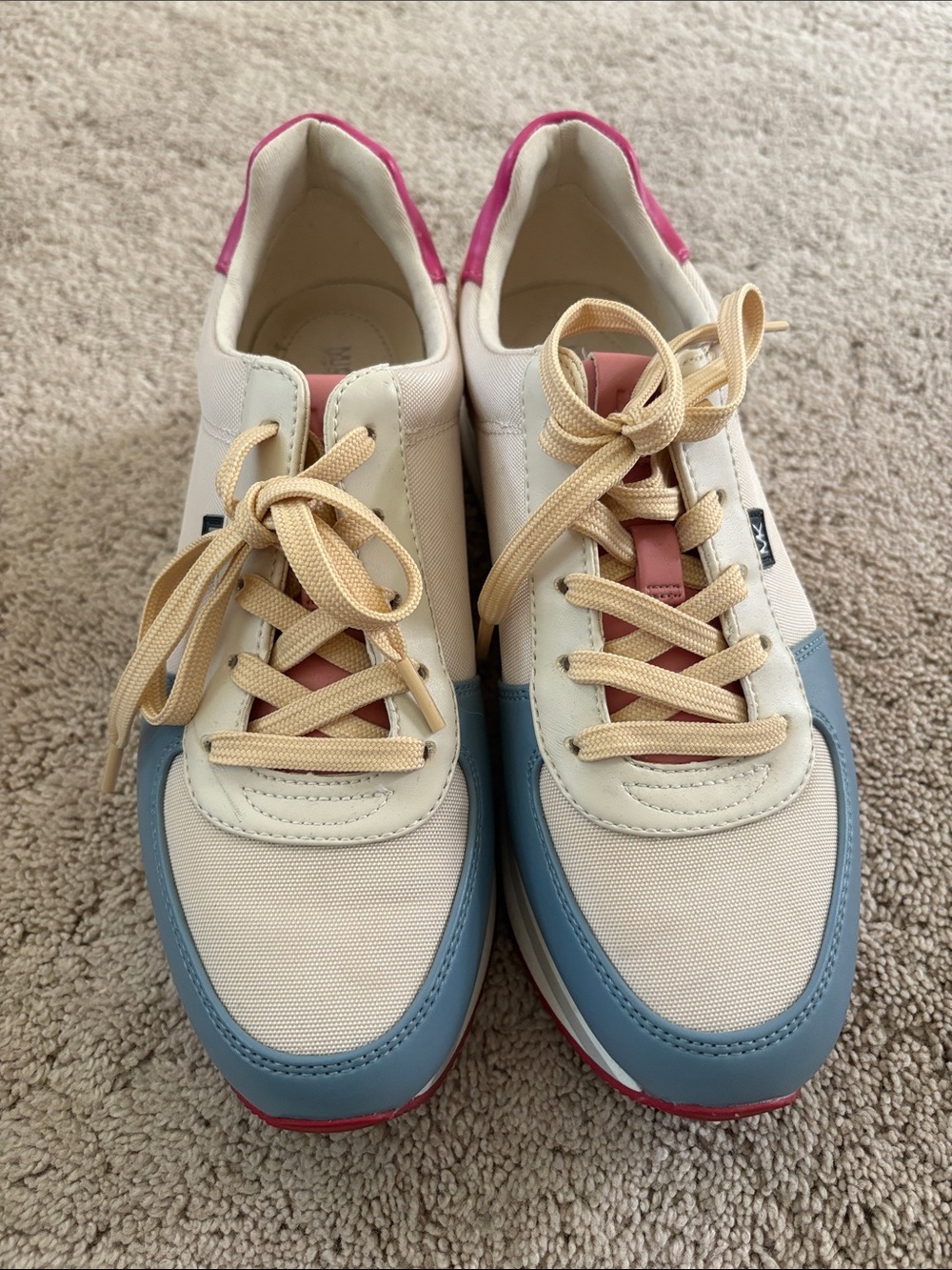 Michael Kors Cream Sneaker with Blue Toe and Pink Heel Accents - Picture 3 of 6